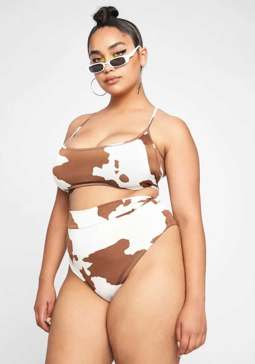 Mocha Miss Cow Belle Hot Shorts Set sold by Dolls Kill product image thumbnail 2