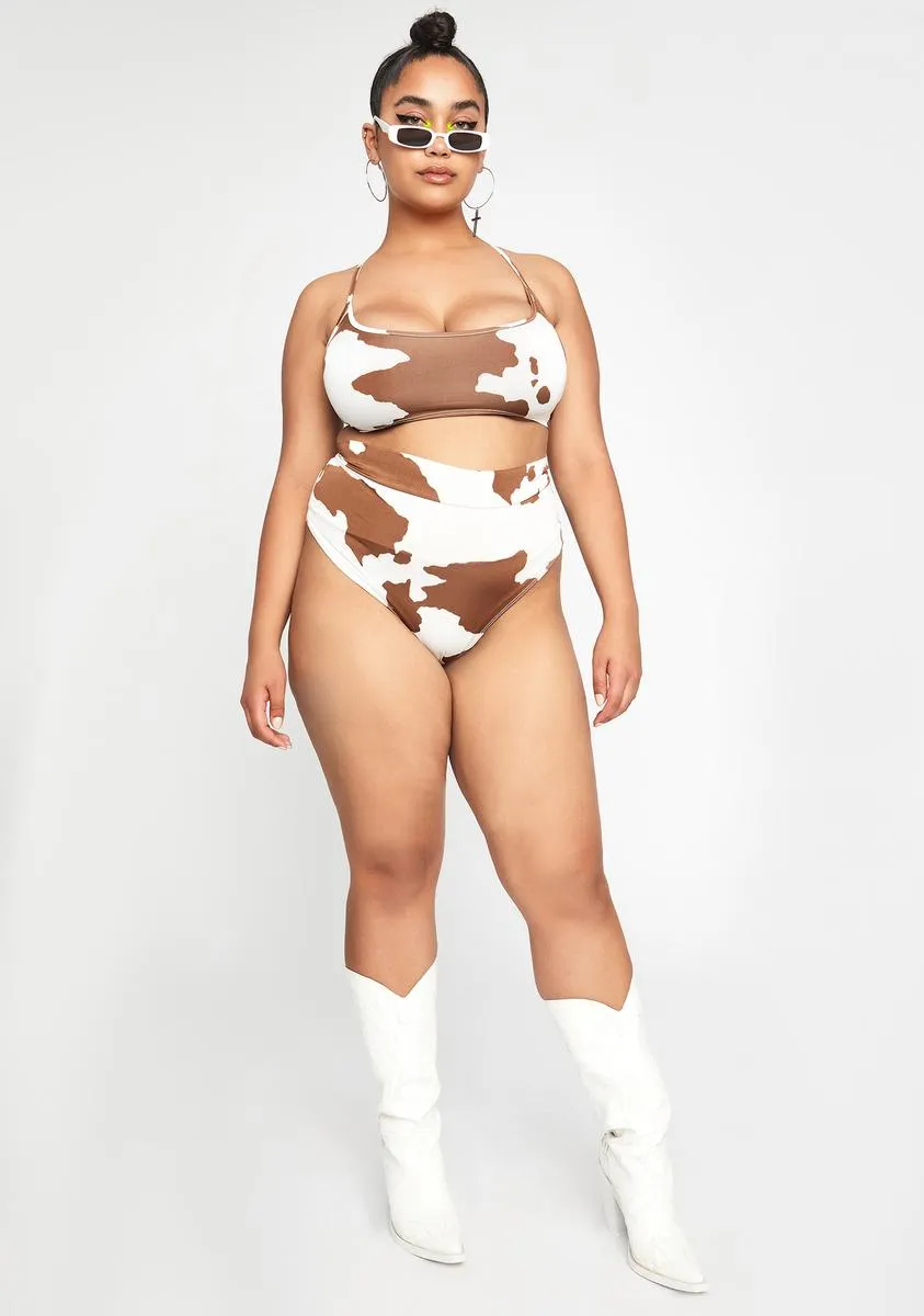Mocha Miss Cow Belle Hot Shorts Set sold by Dolls Kill product image thumbnail 3