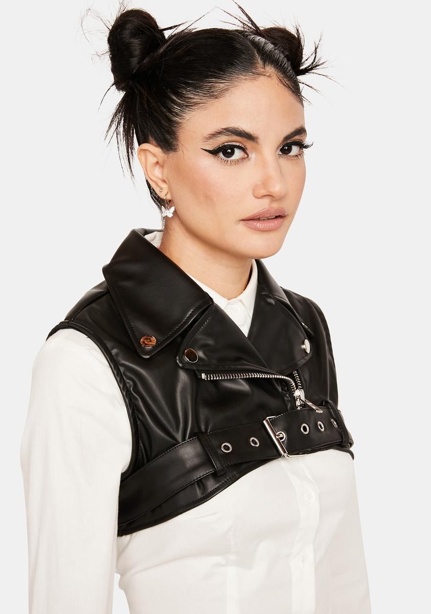 Rowdy Thoughts Vegan Leather Cropped Vest sold by Dolls Kill product image thumbnail 2