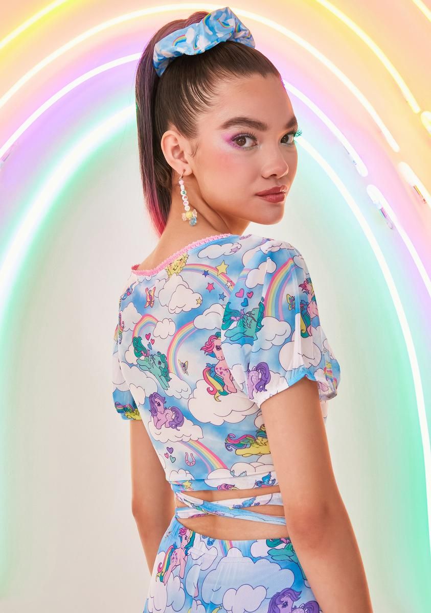 Rainbow Chaser Mesh Wrap Top sold by Dolls Kill product image thumbnail 4