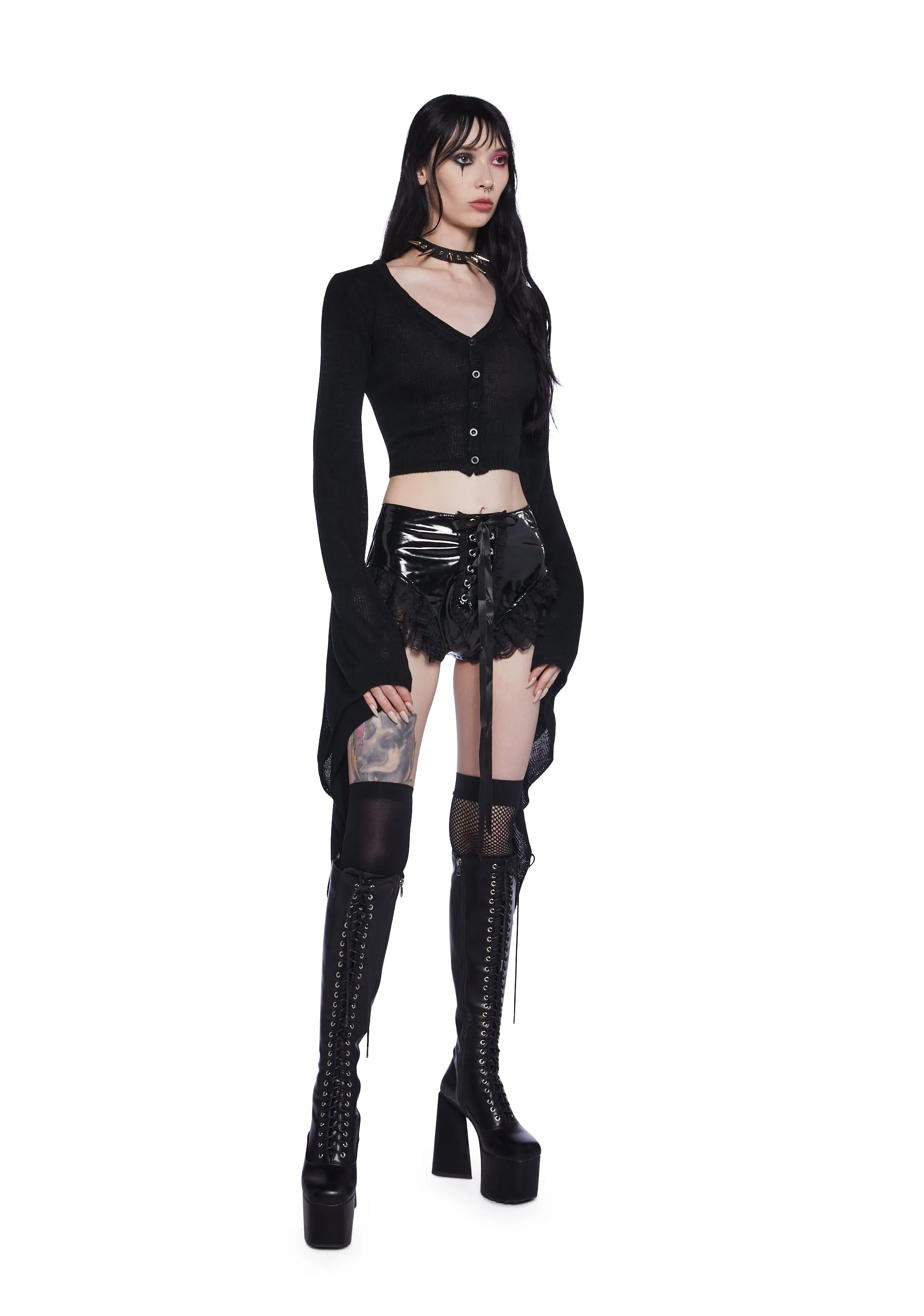 Black Balloon Knit Cardigan sold by Dolls Kill product image thumbnail 2