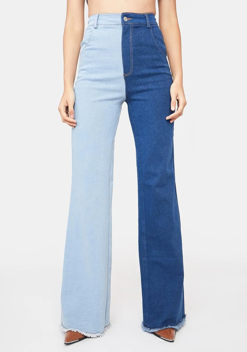 Eyes On The Prize Two Tone Denim Jeans sold by Dolls Kill