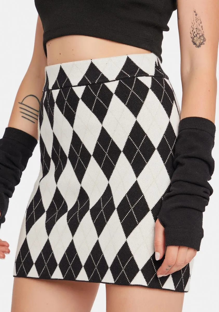Dark Sleek Stunt Argyle Mini Skirt sold by Dolls Kill