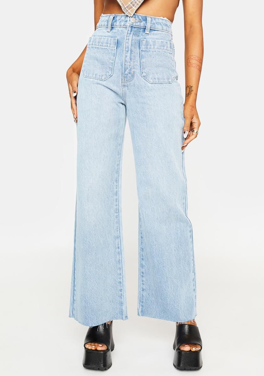 Paris Blue Sailor Long Wide Leg Jeans sold by Dolls Kill