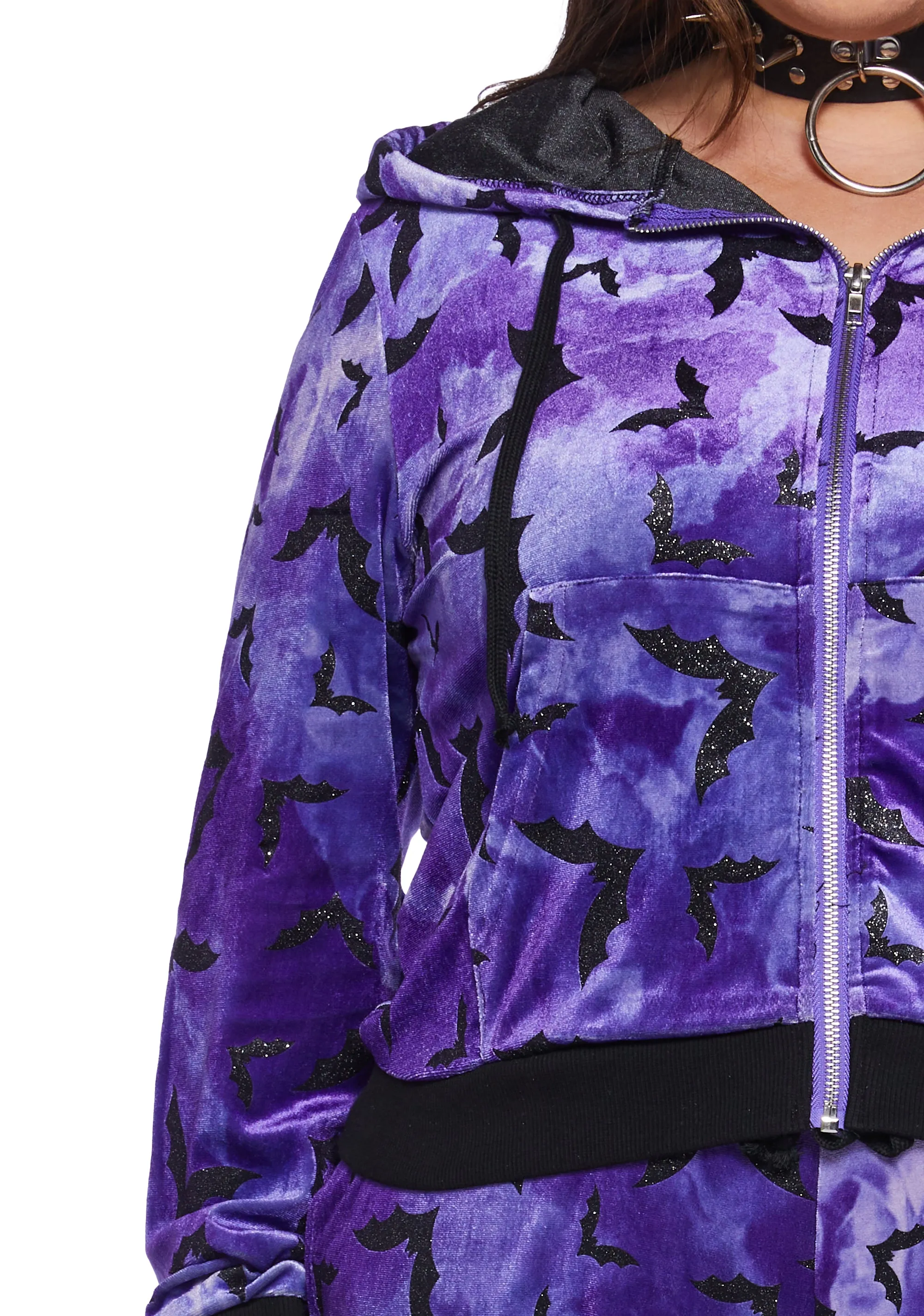 Plus Bat Behavior Cropped Hoodie - Purple sold by Dolls Kill product image thumbnail 5