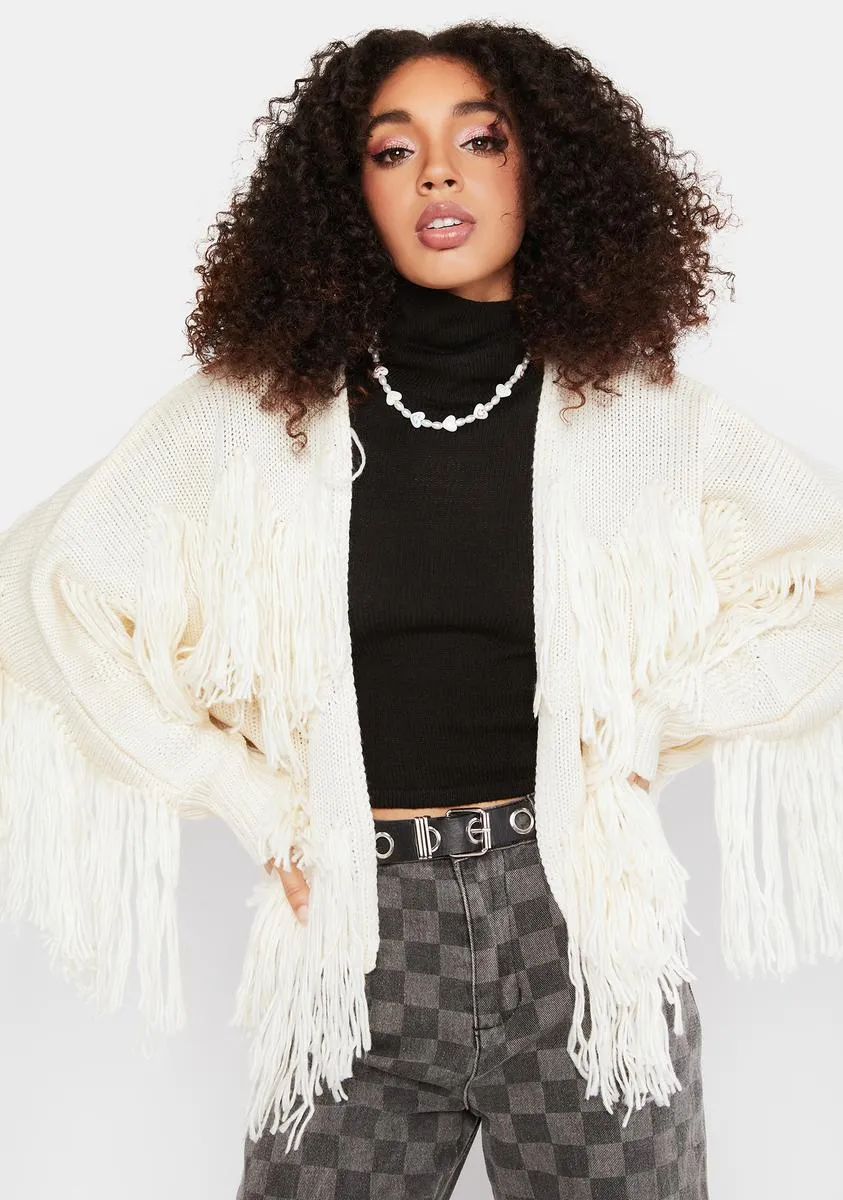 Chill Fun Day Fringe Cardigan sold by Dolls Kill