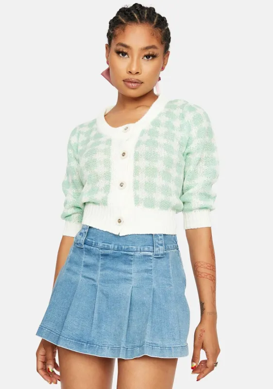 Posh Attitude Gingham Fuzzy Cardigan sold by Dolls Kill
