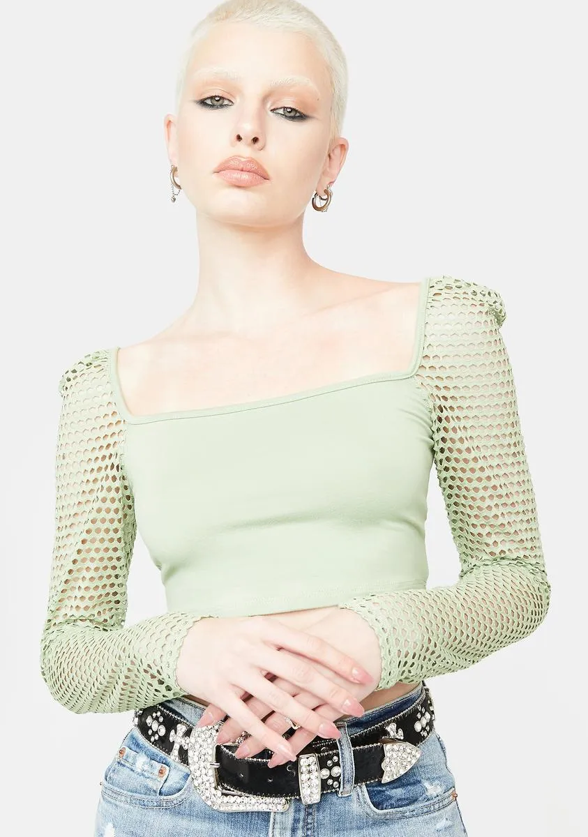 Not Amused Long Sleeve Crop Top sold by Dolls Kill