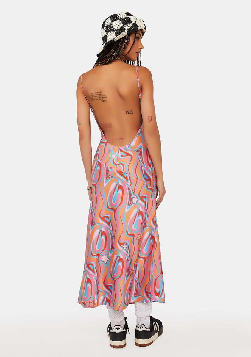 Swirl Print Bias Cut Midi Slip Dress sold by Dolls Kill product image thumbnail 4