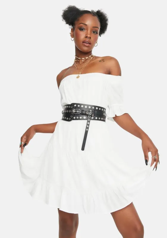 Bliss Come Undone Off Shoulder Mini Dress sold by Dolls Kill