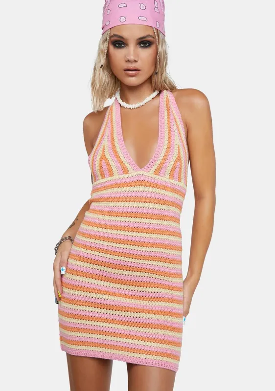 Good Life Crochet Halter Dress sold by Dolls Kill