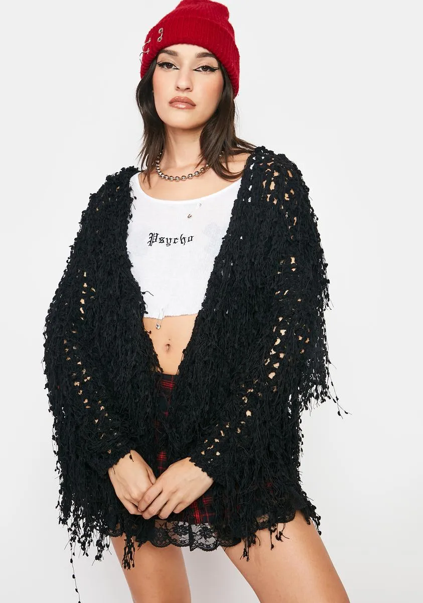 Noir Acknowledge It Crochet Cardigan sold by Dolls Kill