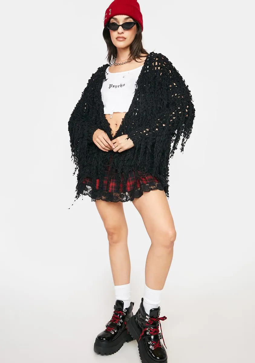Noir Acknowledge It Crochet Cardigan sold by Dolls Kill product image thumbnail 3