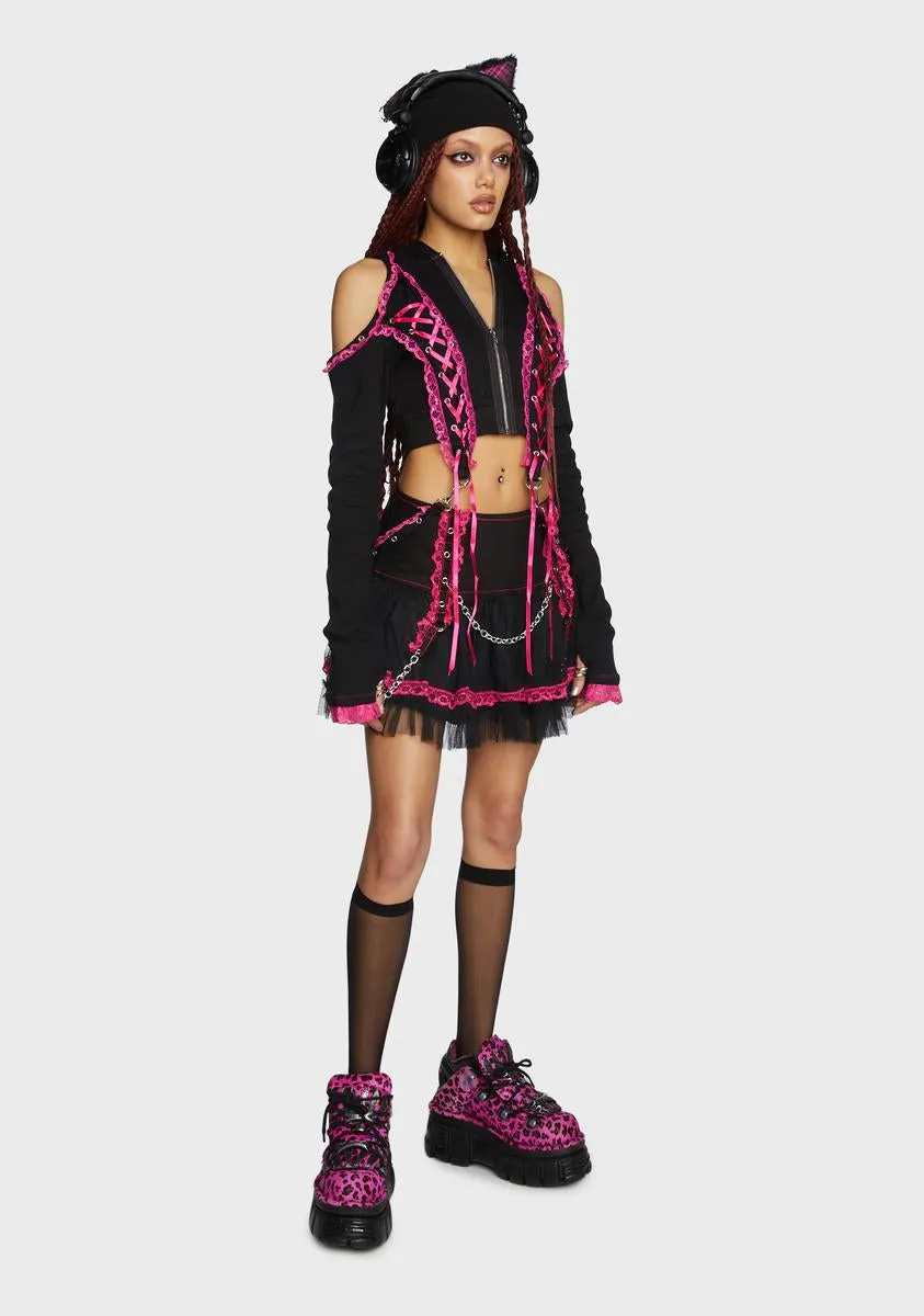 Pink Lace Chiffon Tutu Skirt sold by Dolls Kill product image thumbnail 5