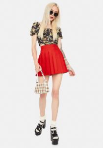 Scarlet Just Like Candy Pleated Skirt sold by Dolls Kill