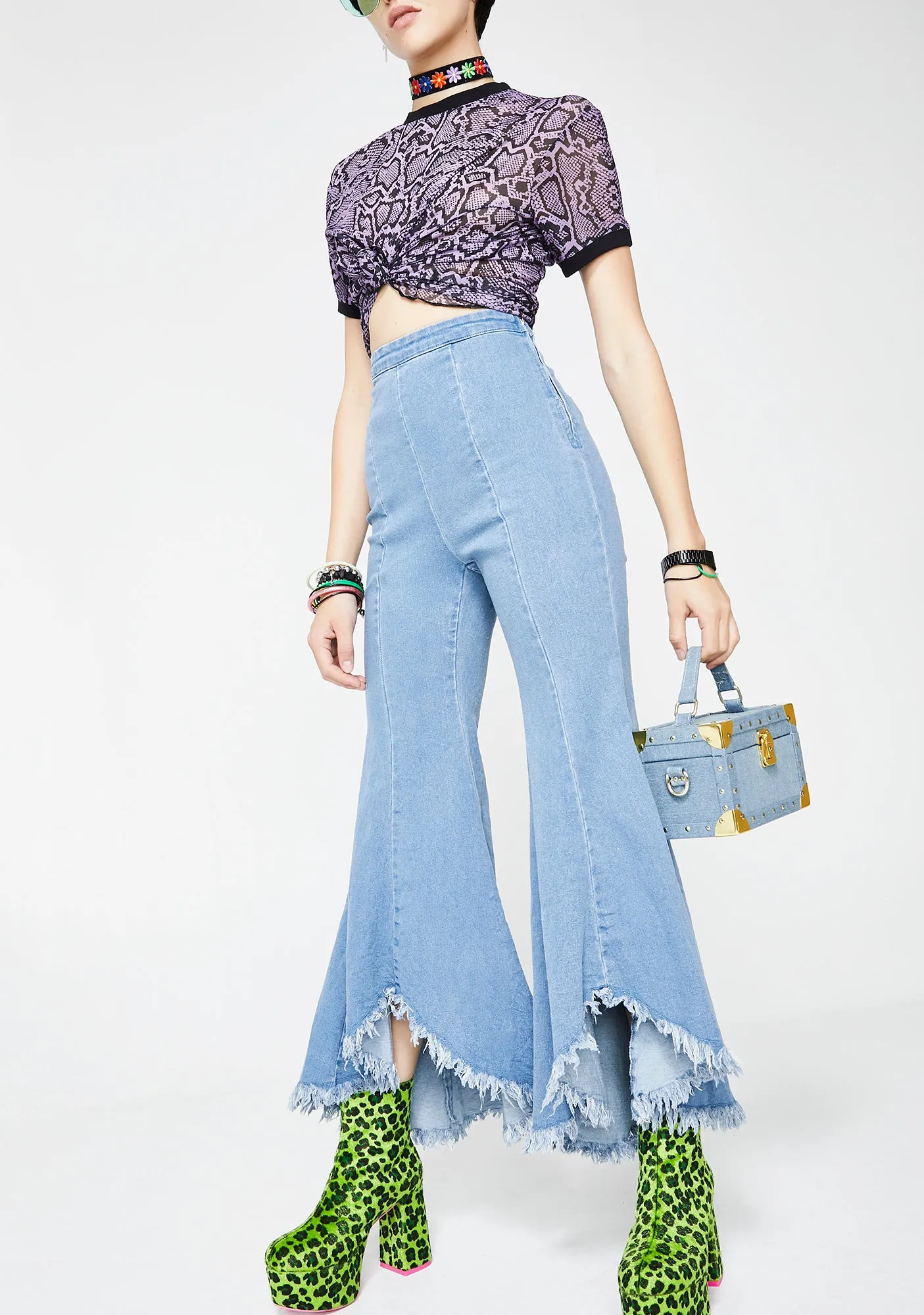 I Can Take You Higher Bell Bottom Jeans sold by Dolls Kill