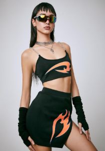 Razor Sharp Graphic Skirt Set sold by Dolls Kill