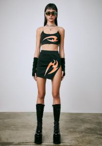 Razor Sharp Graphic Skirt Set sold by Dolls Kill