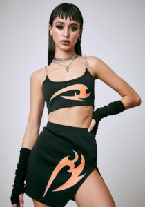 Razor Sharp Graphic Skirt Set sold by Dolls Kill