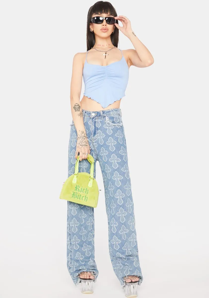 Blue Knot Again Lace-Up Crop Top sold by Dolls Kill product image thumbnail 3