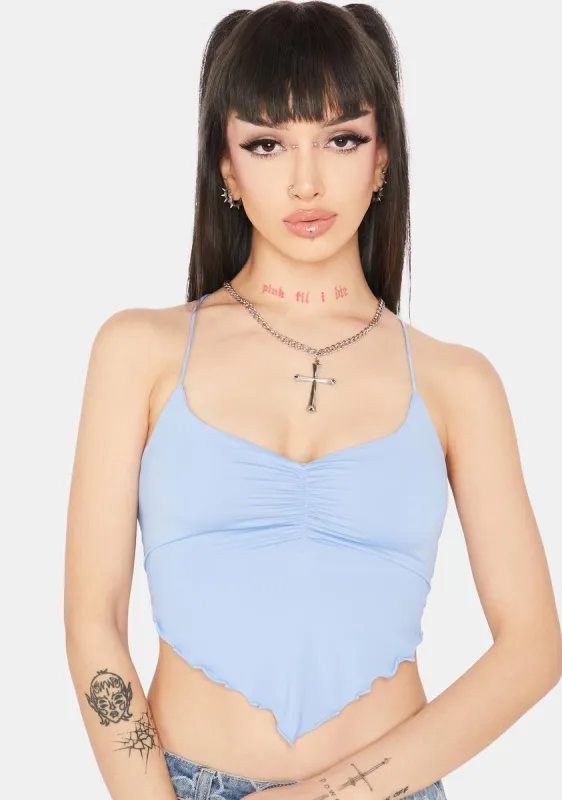 Blue Knot Again Lace-Up Crop Top sold by Dolls Kill