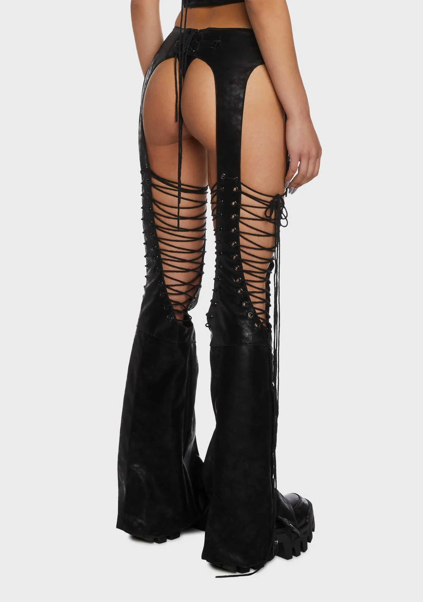 Compression Lace Up Chaps - Black sold by Dolls Kill product image thumbnail 4