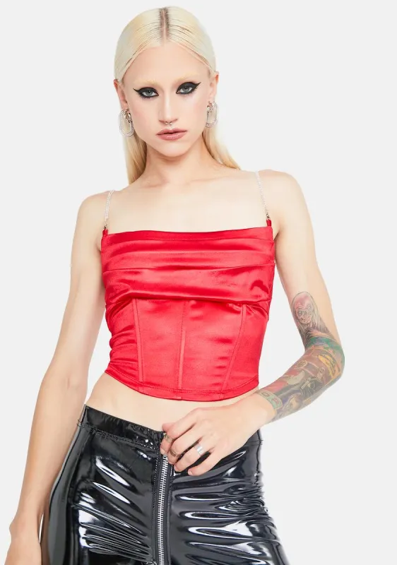 Hot Better Be Satin Corset Crop Top sold by Dolls Kill