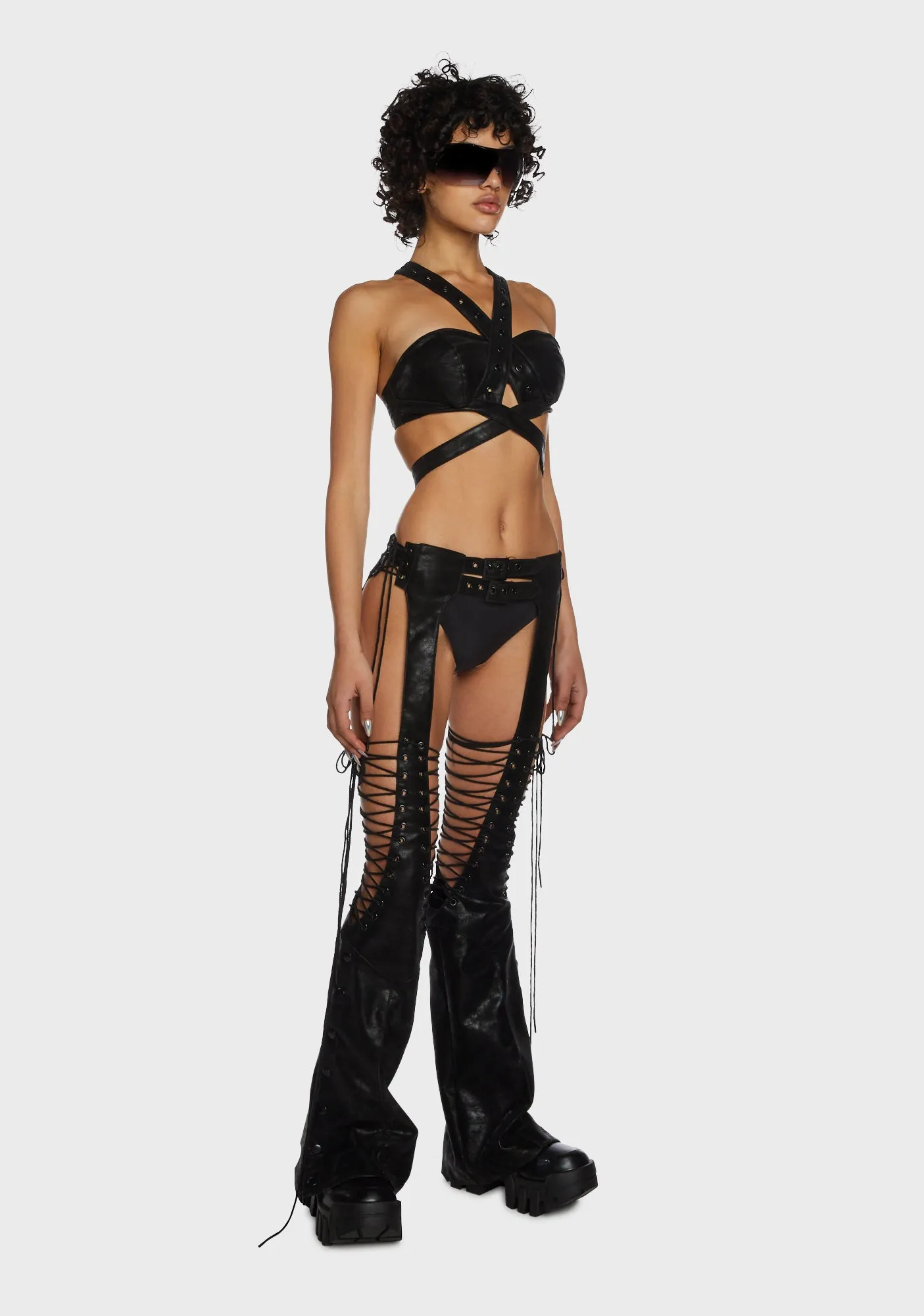 Compression Lace Up Chaps - Black sold by Dolls Kill product image thumbnail 5