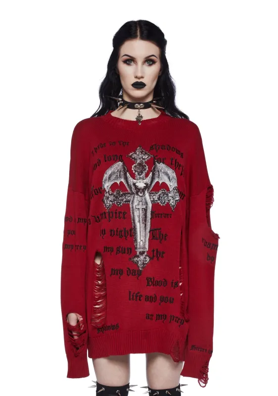 Blood Prey Oversized Sweater sold by Dolls Kill
