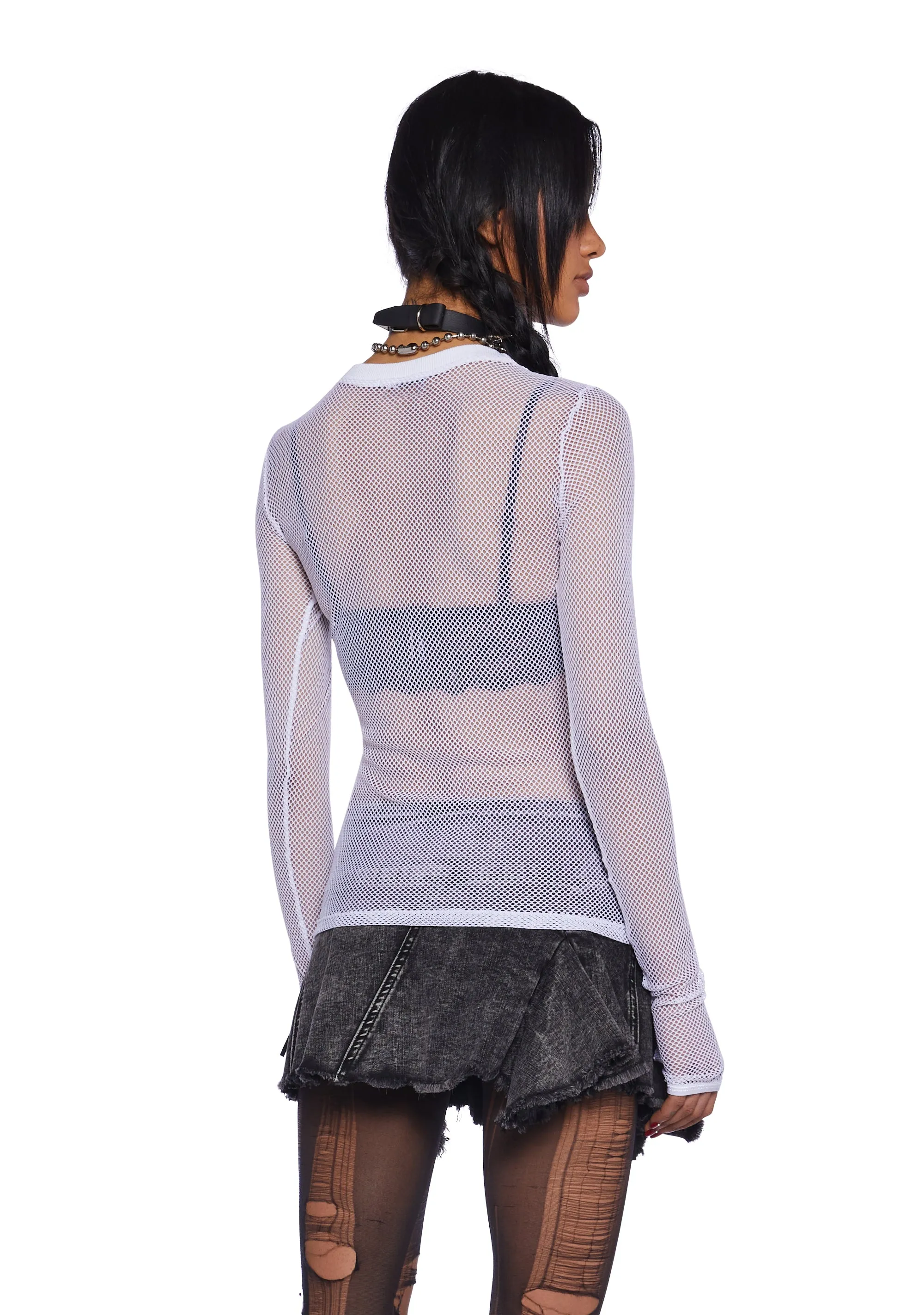 See Thru Me Fishnet Top - White sold by Dolls Kill product image thumbnail 4