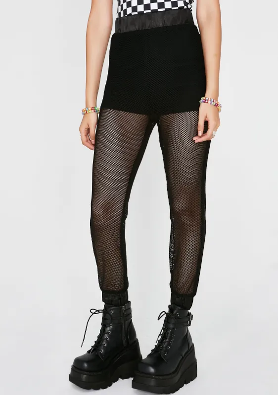 Kitty Show Ya Up Mesh Joggers sold by Dolls Kill