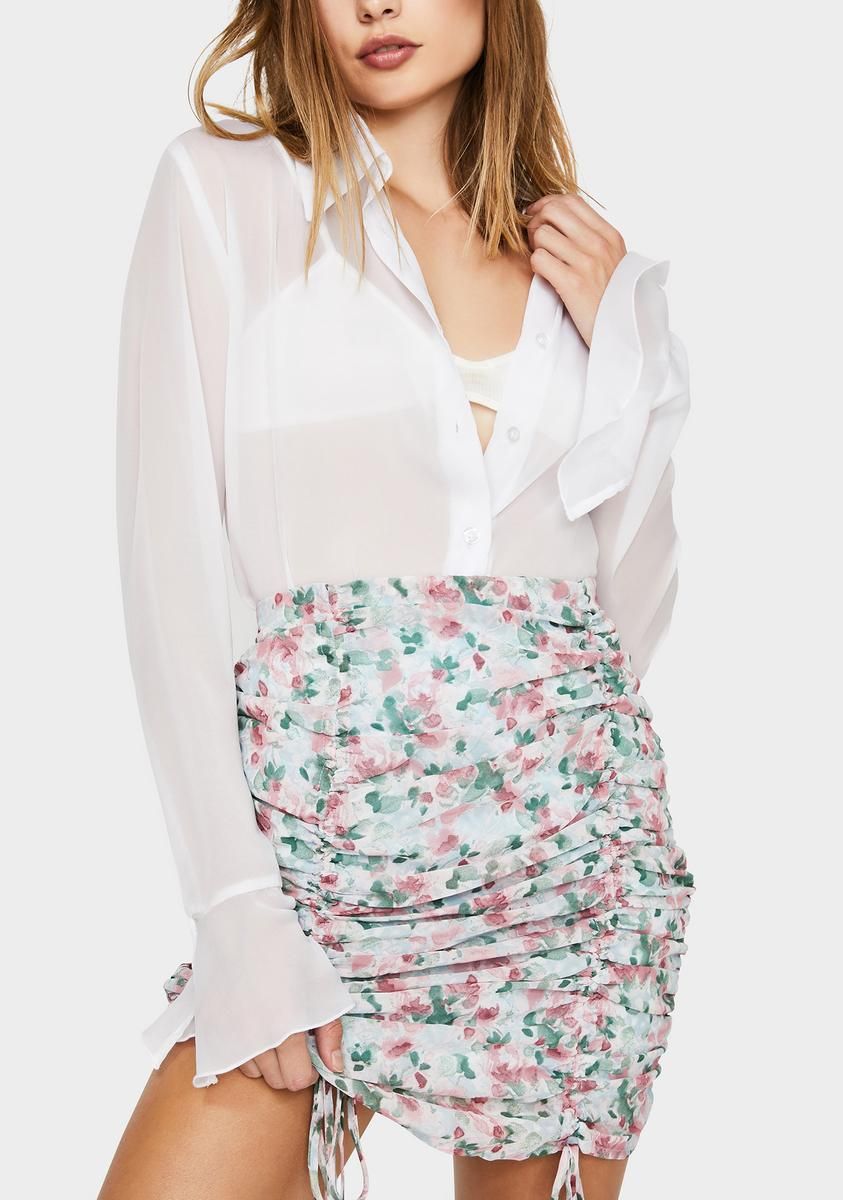 Hope To Bloom Ruched Skirt sold by Dolls Kill