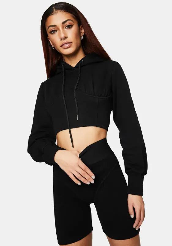 The Black Cropped Hoodie sold by Dolls Kill