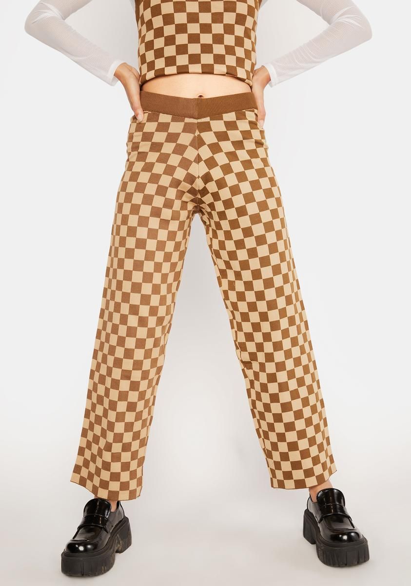 Knitted Checkered Trousers sold by Dolls Kill