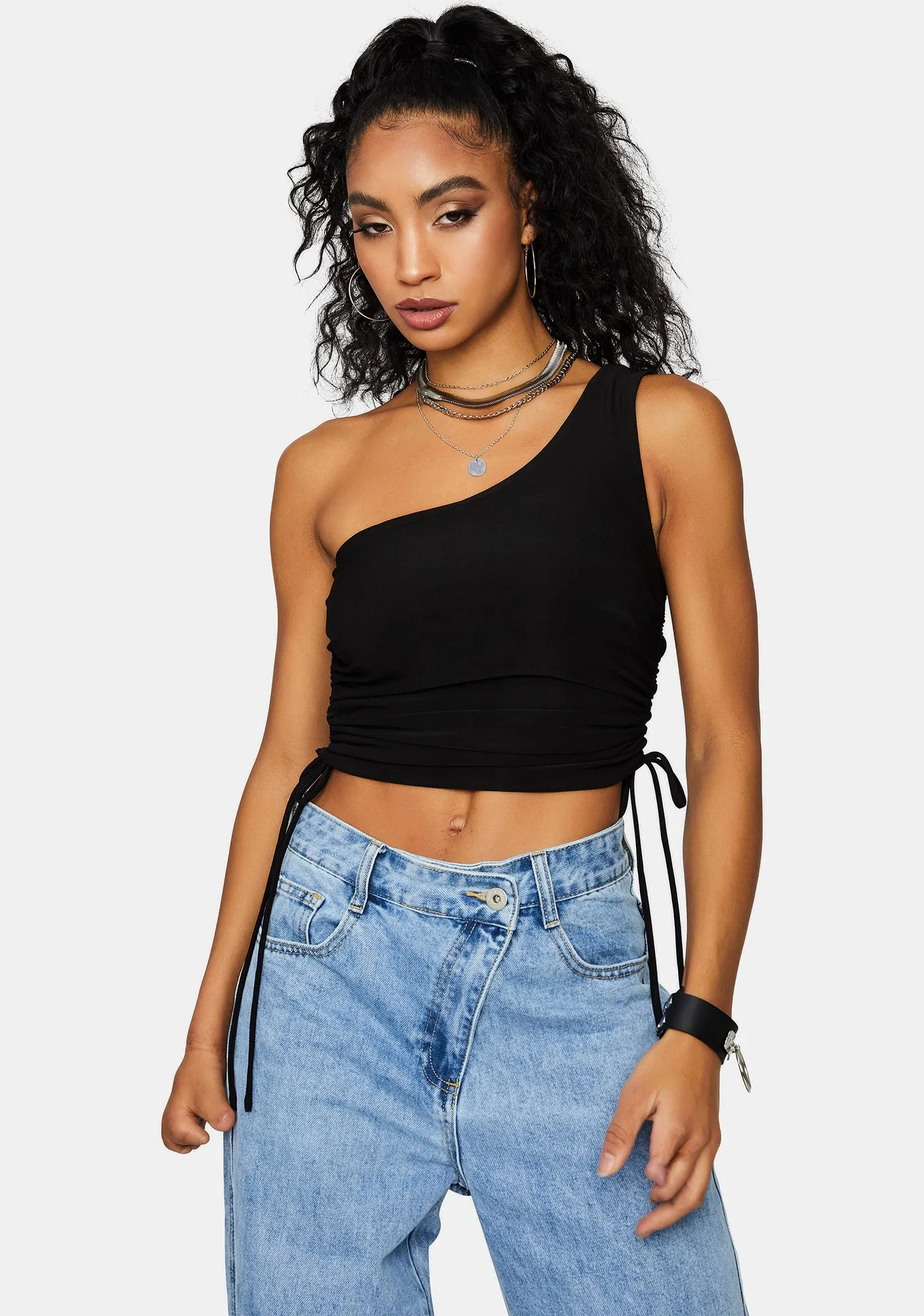 Sassy Sweet Talker Shoulder Crop Top sold by Dolls Kill