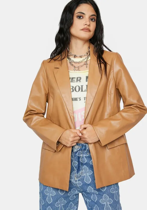 Camel Call Me Boss Oversized Blazer sold by Dolls Kill