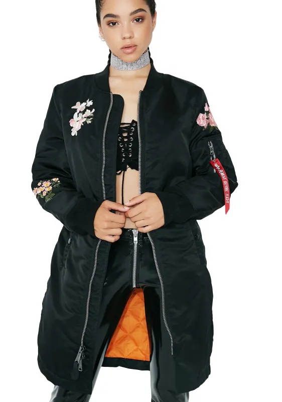 MA-1 Blossom Souvenir Illusion Long Coat sold by Dolls Kill