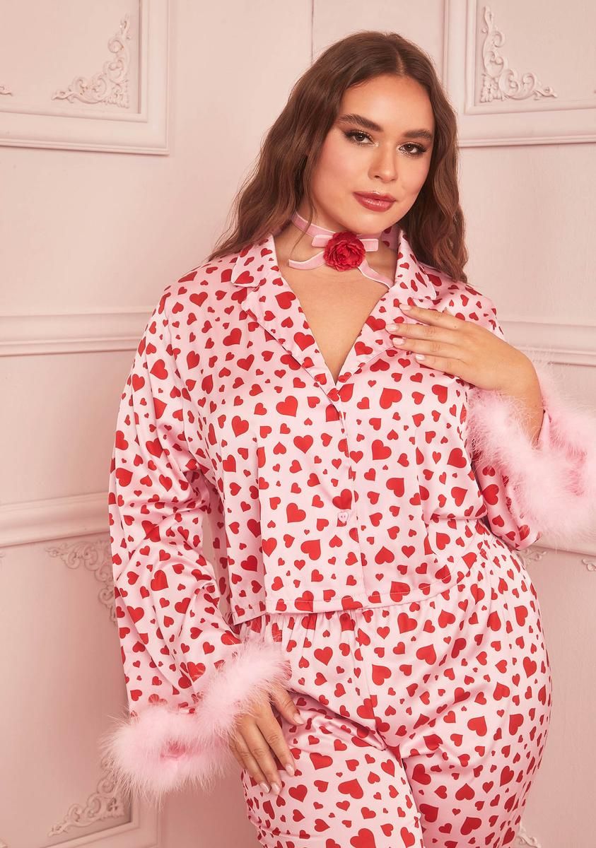 Plus Love Surrounds Me Pajama Top sold by Dolls Kill