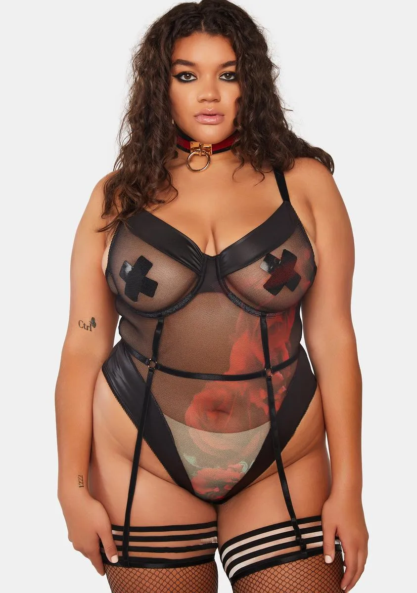 Plus Feeling Thorny Rose Print Teddy sold by Dolls Kill