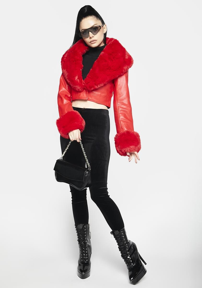 Red Giselle Faux Fur Coat sold by Dolls Kill product image thumbnail 5