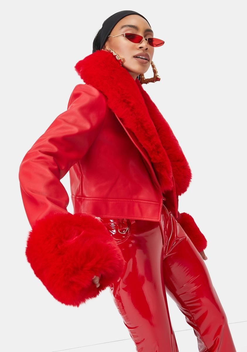 Red Giselle Faux Fur Coat sold by Dolls Kill product image thumbnail 2