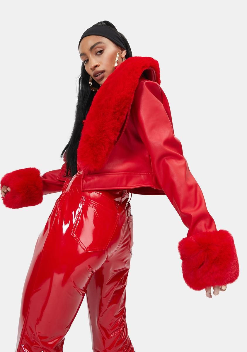 Red Giselle Faux Fur Coat sold by Dolls Kill product image thumbnail 4