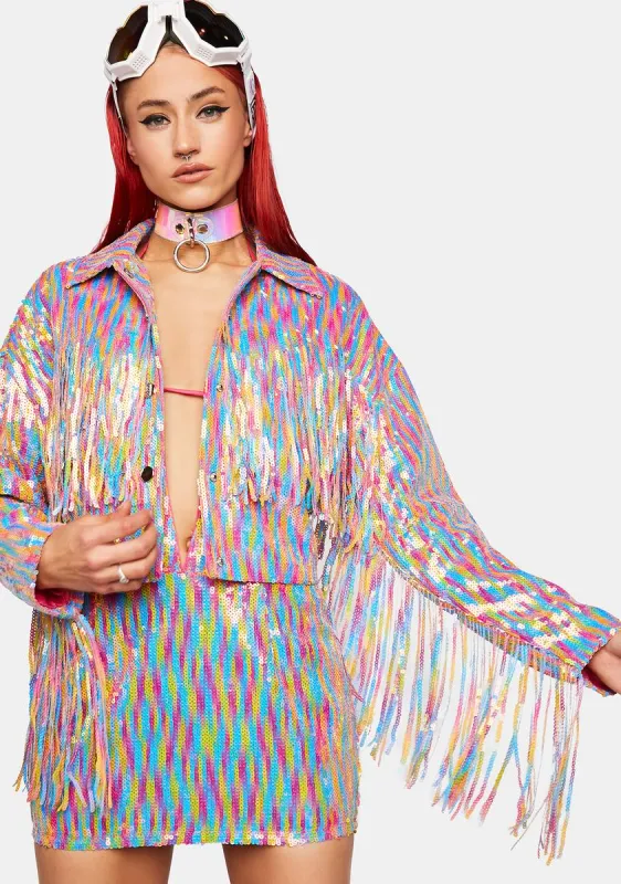 Prism Made To Dream Sequin Jacket sold by Dolls Kill