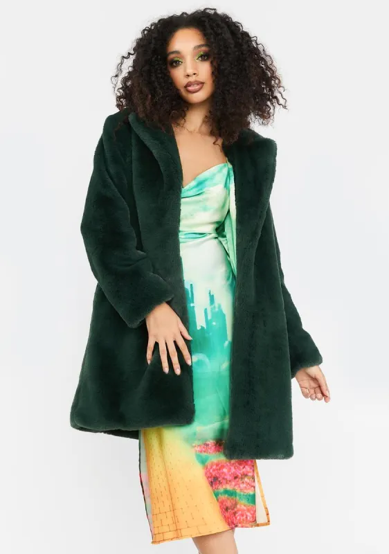 City Of Emeralds Faux Fur Coat sold by Dolls Kill