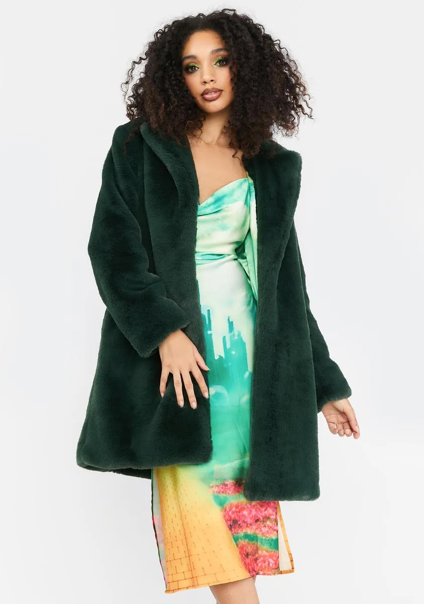 City Of Emeralds Faux Fur Coat sold by Dolls Kill