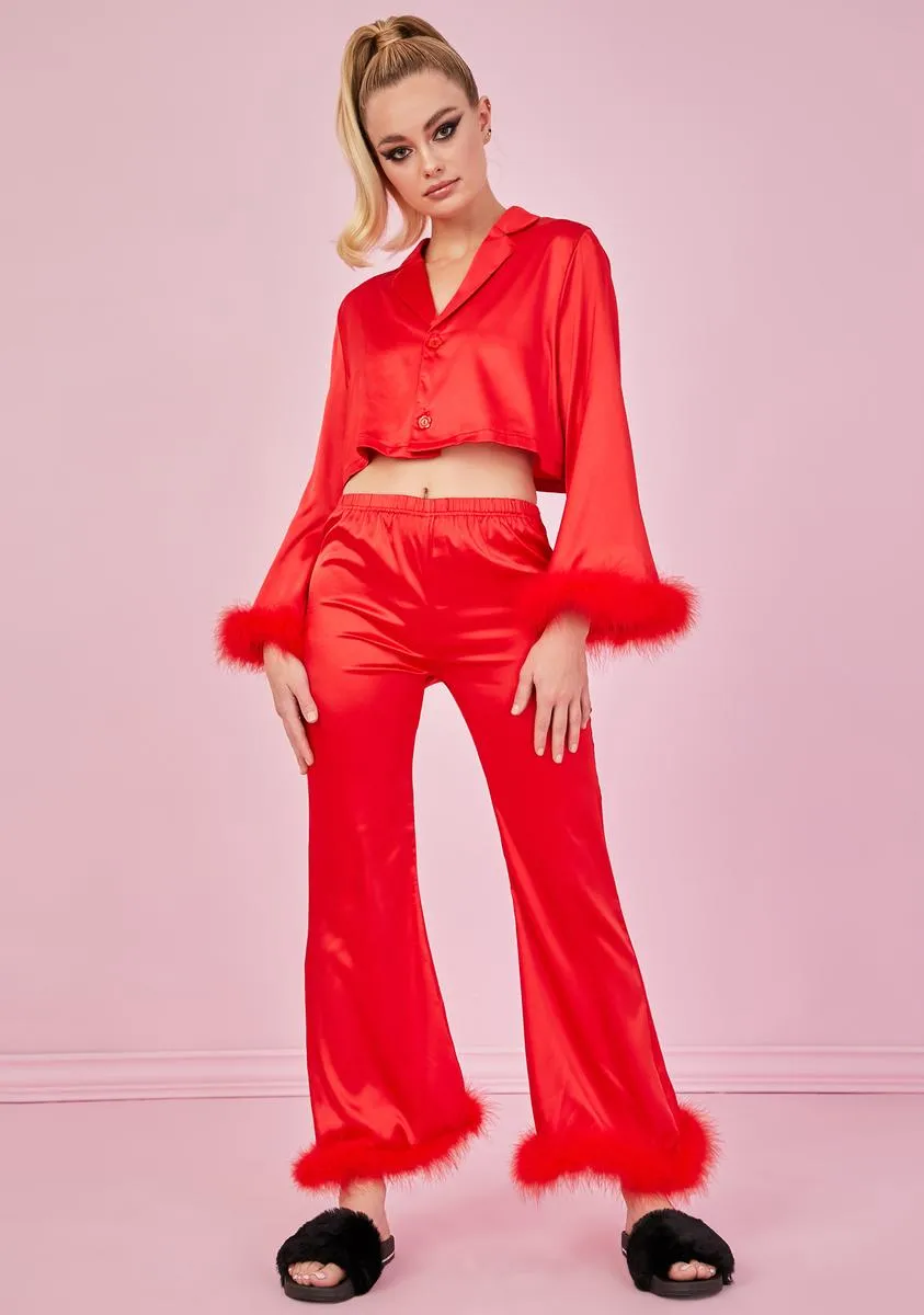 Crimson Lover's Quarrel Satin Pajama Shirt sold by Dolls Kill product image thumbnail 3