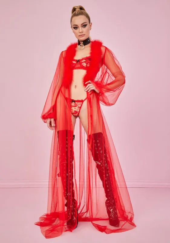 Hot Sugar Coated Crush Marabou Robe sold by Dolls Kill