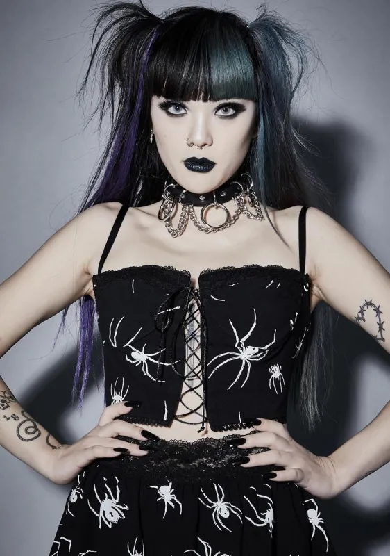 Web Of Sins Corset Crop Top sold by Dolls Kill