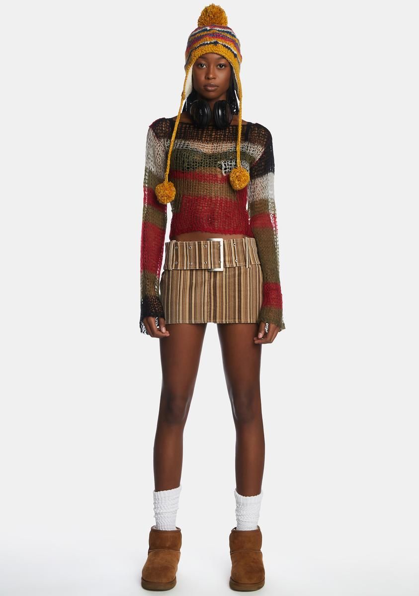 Bowery Stripe Cord Mini Skirt sold by Dolls Kill product image thumbnail 2
