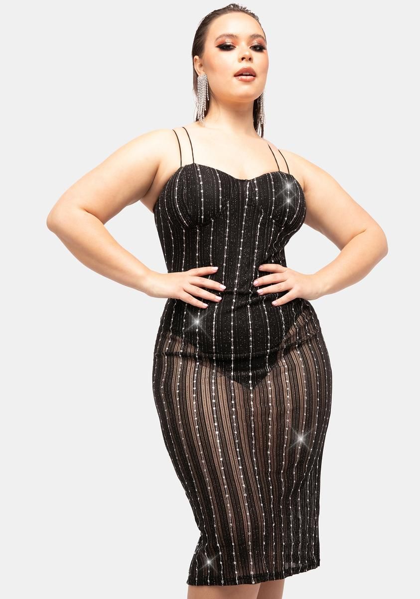 Plus Wild Eyed Flirt Glitter Midi Dress sold by Dolls Kill